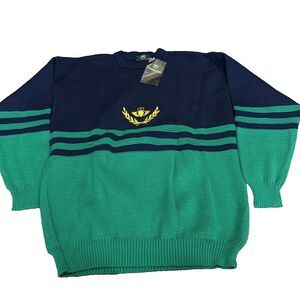 Emerald Isle Mens Sweater XL Embroidered Claddagh Hand Heart Made in Ireland
